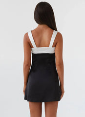 Odette Satin Mini Dress - Onyx