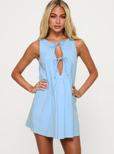 Caddie Tie Mini Dress Blue