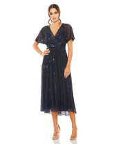 Cocktail Sequin Tea Length Formal Dress Sequin Tea Length Mac Duggal 14007
