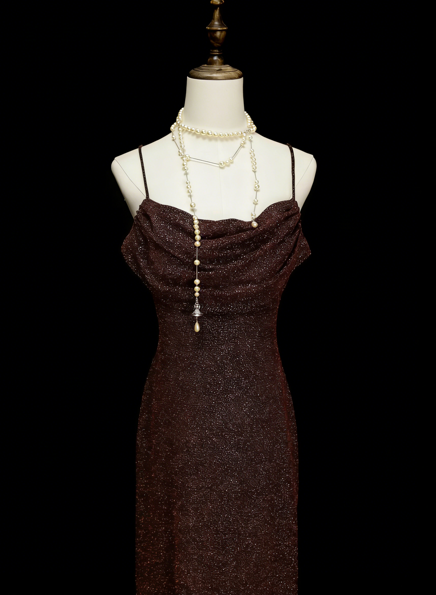 Sparkly Mermaid Spaghetti Strap Brown Sleeveless Summer Formal For Women Girls Teens Prom Dresses N2240