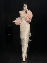 Glittery Sheath Strapless With Tassels Beads Sleeveless Pink Prom Dresses Inspiration Long Night Outfits Birthday Outfits AB2214
