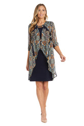 Short Print Dress Mother of the Bride Jacket R&M Richards 1567
