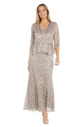 Glitter Long Jacket Dress Formal Petite R&M Richards 1985P