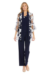 Floral Long Pant Suit Formal R&M Richards 1992