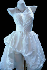 Pretty Prom Dresses Ball Gown Halter White Taffeta Short Mini Hoco Formal Dress N3042