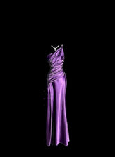 Modest Prom Dresses Mermaid One Shoulder Purple Satin With Ruffled Long Evening Outfits N3432