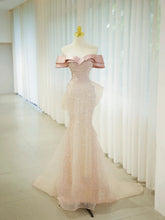 Sparkly Mermaid Off The Shoulder Pink Sequined Prom Dresses Party Dress Birthday Outfits Graduation Gown N2857
