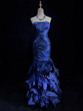 Vintage Prom Dresses Inspo Mermaid 90s Strapless Royal Blue Tiered Layers With Ruffled For Women Formal Dress N3266