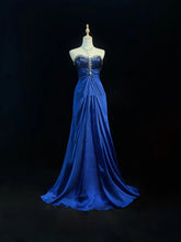 Vintage Prom Dresses 1960s Mermaid Sweetheart Royal Blue Chiffon With Beaded Long Prom Gown N3115