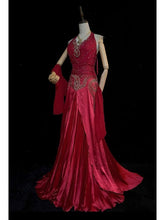Vintage Prom Dresses Inspo Mermaid Halter 90s Burgundy Satin With Beading For Women Formal Gowns N3311