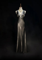 Modest Prom Dresses Inspo Mermaid 90s V Neck Grey With Beads For Women Formal Dress N3283
