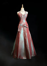 Vintage Prom Dresses 1980s Ball Gown Halter Floor Lenngth Satin With Pleated Beading Evening Outfits N3126