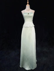 Modest Prom Dresses Inspo A line Halter Light Sage Green Satin With Lace For Women Formal Dress N3225