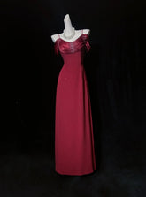 Vintage Prom Dresses Inspo A line Spaghetti Strap 90s Burgundy Satin With Cape For Women Formal Gowns N3310