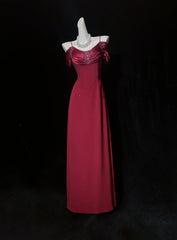 Vintage Prom Dresses Inspo A line Spaghetti Strap 90s Burgundy Satin With Cape For Women Formal Gowns N3310