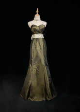 Vintage Prom Dresses Inspo Mermaid Spapghetti Strap Olive Green Long 1990s With Cape Formal Gowns N3327