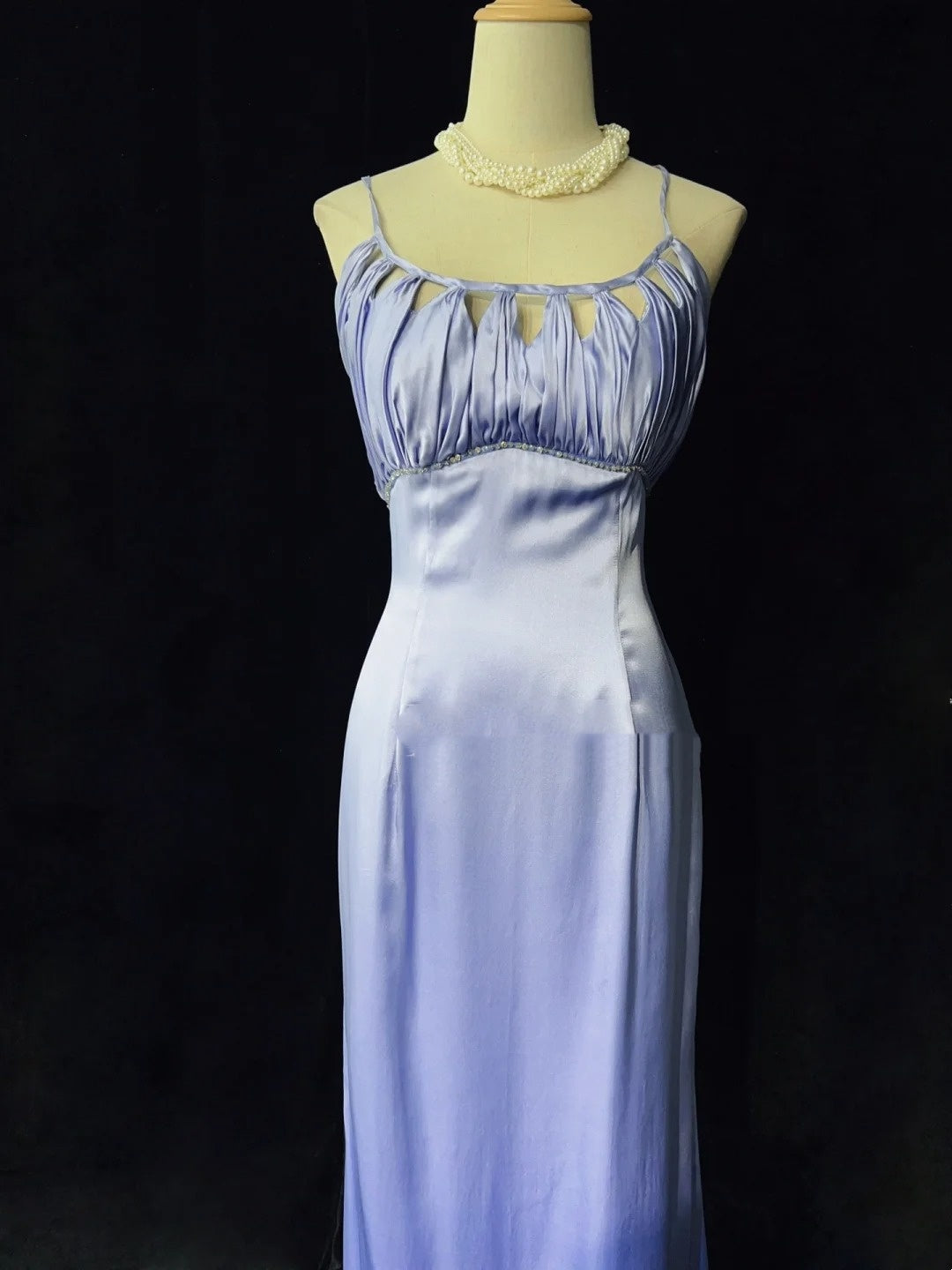 Modest Prom Dresses Mermaid Spaghetti Strap Lilac Satin Long Formal Evening Dress N3860