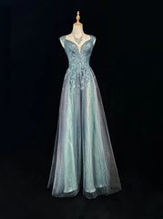 Vintage Prom Dresses Inspo A Line Sweetheart Blue Tulle 90s With Lace Beading For Women Formal Gowns N3312