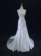 Modest Prom Dresses Mermaid One Shoulder Light Sky Blue Satin With Lace Long Formal Dance Dress N3000