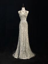 Vintage Prom Dresses Inspo Mermaid Halter Silver Gray Sequin 80s With Backless Formal Gowns N3369