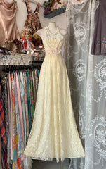Elegant Fairy A line Strapless Yellow Lace Long Evening Gowns Formal Birthday Party Prom Dresses N1727