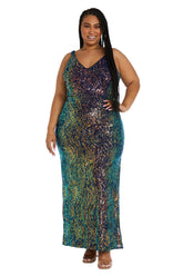 Nightway 22096W Long Evening Sequins Formal Dress
