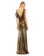 Metallic Long Prom Dress Formal Mac Duggal 26986