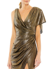 Metallic Long Prom Dress Formal Mac Duggal 26986