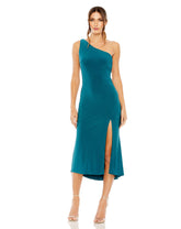 Short Fitted Slit Midi Length Cocktail Dress Fitted Slit Midi Cocktail Mac Duggal 27140