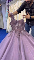 Modest Senior Prom Dresses High Schools Inspiration Ball Gown Lilac With Lace Semi Formal Grad Long Prom Dress For Teens AB2123
