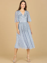 Lara Dresses 29221 Sequin Short Sleeve Formal Midi Dress