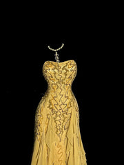 Modest Prom Dresses Mermaid Strapless Gold Chiffon With Beading Long Formal Evening Dress N3863