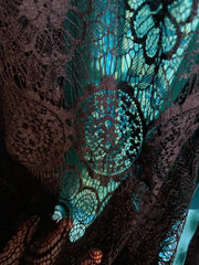 Vintage Prom Dresses Inspo Mermaid Sweetheart Blue With Black Lace Ruffled For Women Formal Dress N3248
