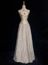 Modest Prom Dresses A line Sweetheart Satin With Lace Long Evening Outfits N3469