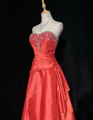 Glamour Prom Dresses Ball Gown Sweetheart Rust Red With Beading Formal Evening Outfits N3818