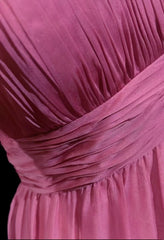 Vintage Prom Dresses Inspo A line V Neck Pink Chiffon With Folded For Women Formal Dress N3257