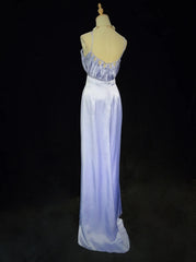 Modest Prom Dresses Mermaid Spaghetti Strap Lilac Satin Long Formal Evening Dress N3860