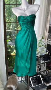 Charming Prom Dresses Mermaid Strapless Blue Chiffon Mid Length Evening Outfits N3574