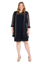 Short Plus Size Dress Two Piece Jacket R&M Richards 3054W