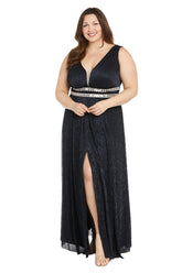 Long Plus Size Metallic Dress Evening Formal R&M Richards 3138W