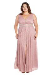 Long Plus Size Metallic Dress Evening Formal R&M Richards 3138W