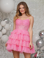 Colors 3345 Short Sequins Homecoming Cocktail Dress