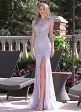 Colors 3568 Fitted Formal Long Slit Prom Evening Dress