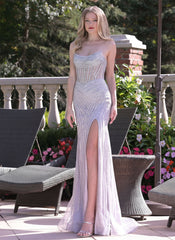 Colors 3568 Fitted Formal Long Slit Prom Evening Dress