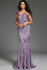 Jovani 37634 Long Fitted Floral Formal Prom Dress