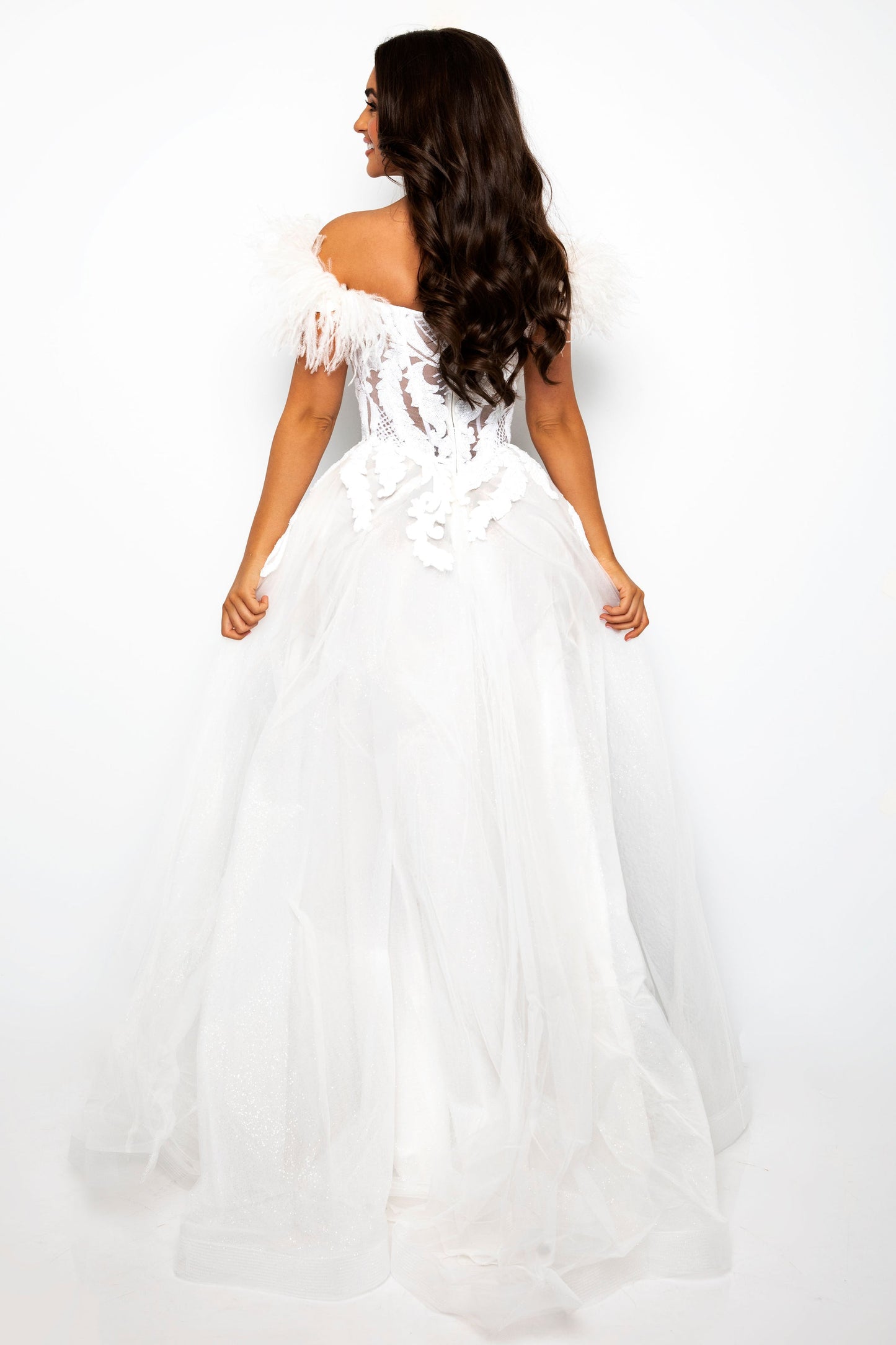 Ava Presley 39213 Formal Prom Long Sequin Feather Dress