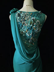 Vintage Prom Dresses Inspo Mermaid V Neck Green Chiffon 90s With Lace Beading For Women Formal Gowns N3313