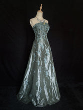 Princess Prom Dresses Ball Gown Strapless Green Embroidery Evening Long Evening Dress N3289