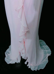 Vintage Prom Dresses 80s Mermaid One Shoulder Pink Chiffon Sleeveless With Beading Semi Formal Evening Outfits N3620