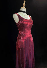 Vintage 90s Prom Dresses A Line Square Neck Burgundy Taffeta With Beads Long Prom Gown N3030
